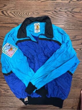 Hotdogger Blue Colorblock Windbreaker Jacket